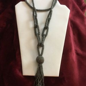 RJ Graziano beaded tassel statement necklace